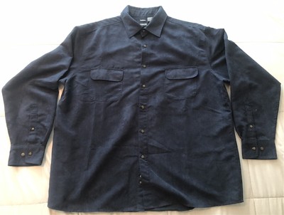 George Sueded Men X-large 46-48 Button up Dark Navy Blue Long Sleeve Dress Shirt