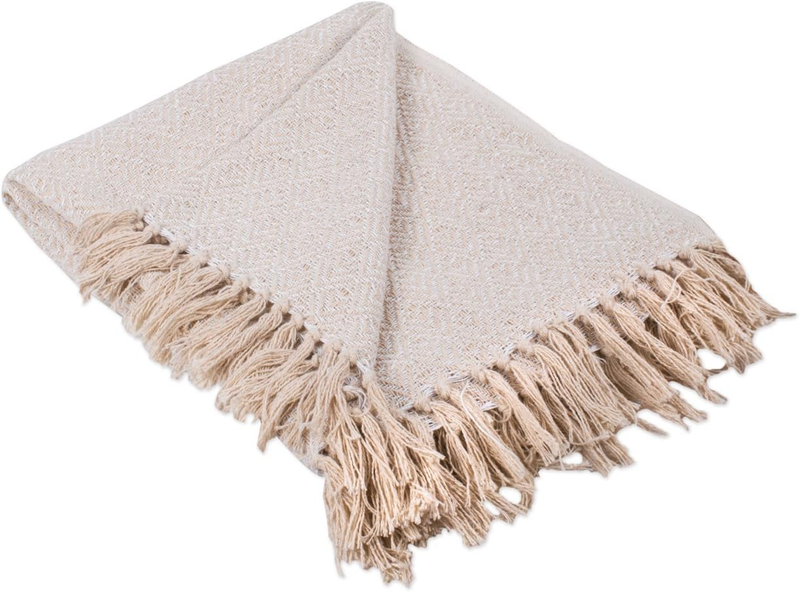 Diamond Throw Collection Cotton Woven, 50X60, White