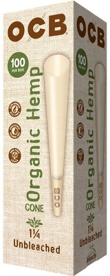 OCB Organic 1 1/4 Cones Unbleached Pre-Rolled Cones 84mm (100 Count Cone Tower)
