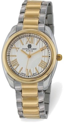 Pre-owned Charles-hubert Charles Hubert Ladies 2-tone Stainless Off-white Dial Watch