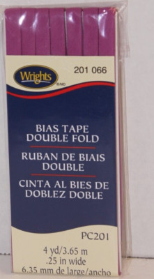 Radiant Orchid Double Fold Wrights Bias Tape # 201 066 4 yd x .25 poly cotton