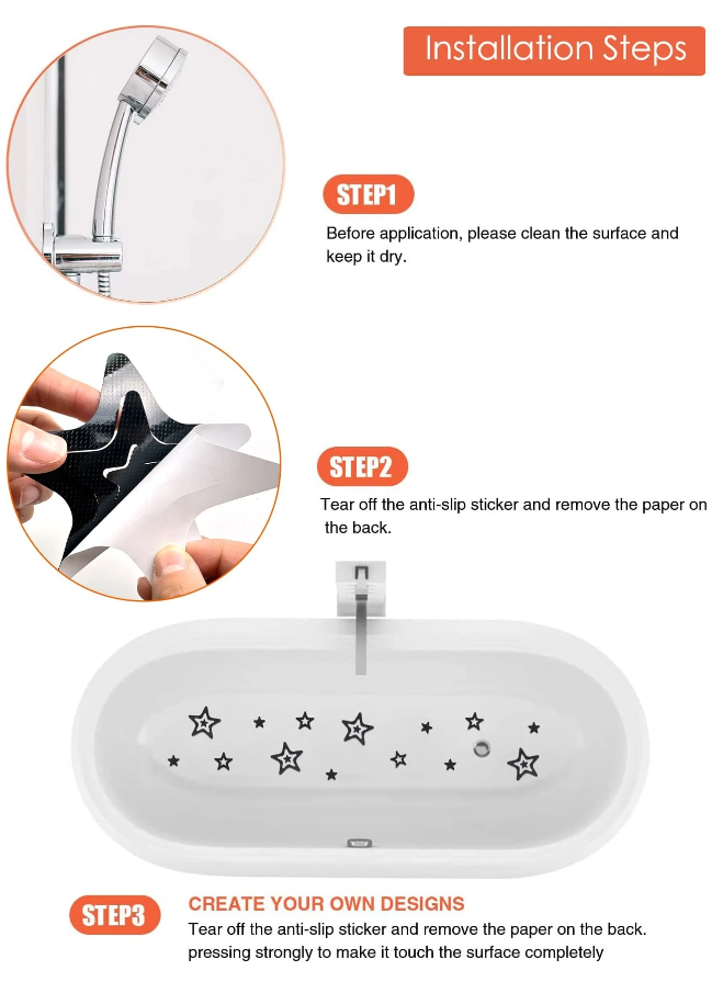 5 Sets of Anti Slip Stickers Star Bath Shower Grip Non-Slip Safety Floor 15pcs