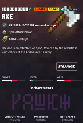 Minecraft Dungeons - AXE UNIQUE GILDED *(Xbox) (PS5) (PS4) (Switch) (PC)*