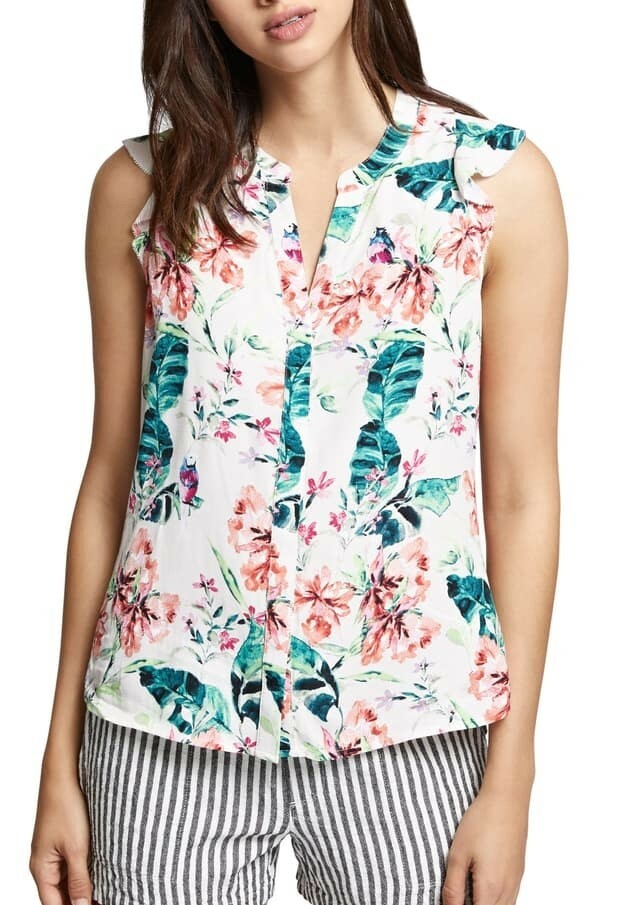 Sanctuary 158528 Women's Short Flutter Sleeves Floral Blouse Multicolor Sz. XS