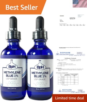 Methylene Blue, 1% USP Pharmaceutical Grade: 2×50 mL Twin Pack Glass: 3rd Par...