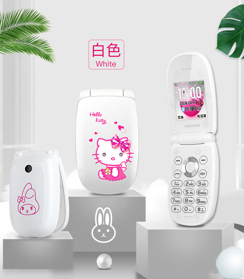 Hello Kitty Flip Unlocked Cute Small Mini Mobile Phone Best For Kids Girls Lady