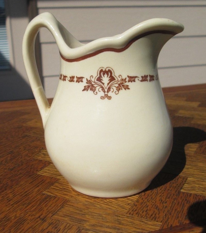 VINTAGE CREAMER PITCHER BY CARR CHINA MAYTHORNE PATTERN BROWN & CREAM
