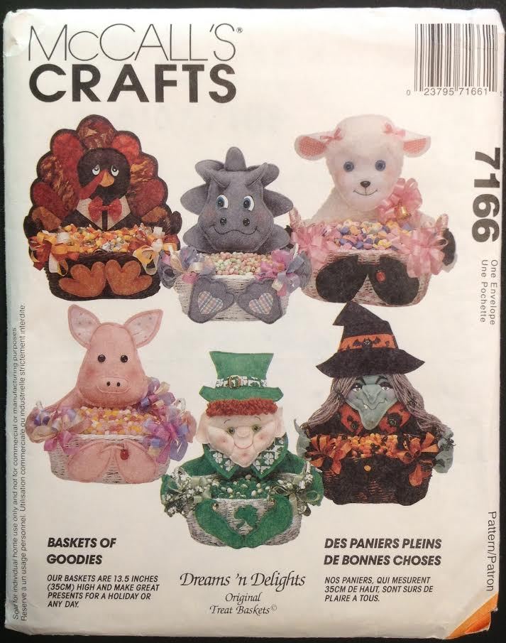 McCalls 7166 6662 Sew Pattern Holiday Treat Candy Basket Easter Halloween Xmas