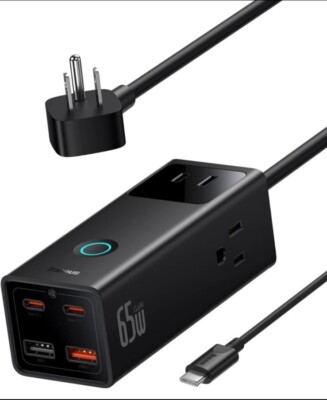Baseus PowerCombo 65W - Portable Power Strip USB C Desk Charging Station