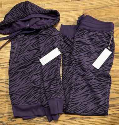 NWT Lularoe Cozy Set Small Bethany & X-Small Jax Animal Print Zebra Purple Black