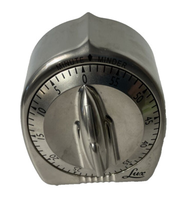 VTG Silver Chrome Stainless Colored Plastic Lux Minute Minder Kitchen Timer