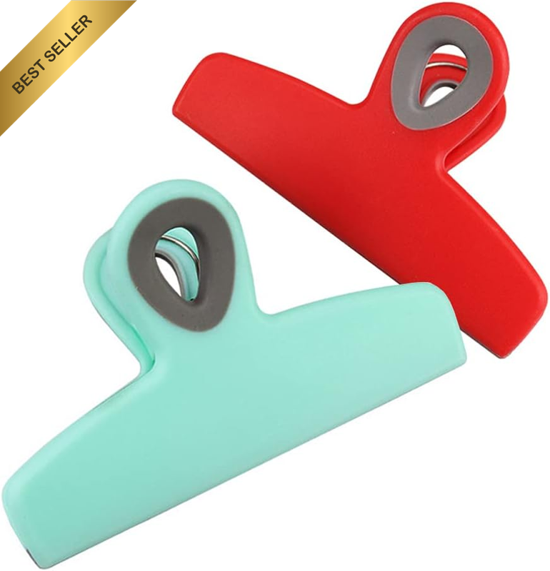 2PCS Food Bag Clips for Food Storage & Freezer, Sturdy Airtight Reusable Clips f