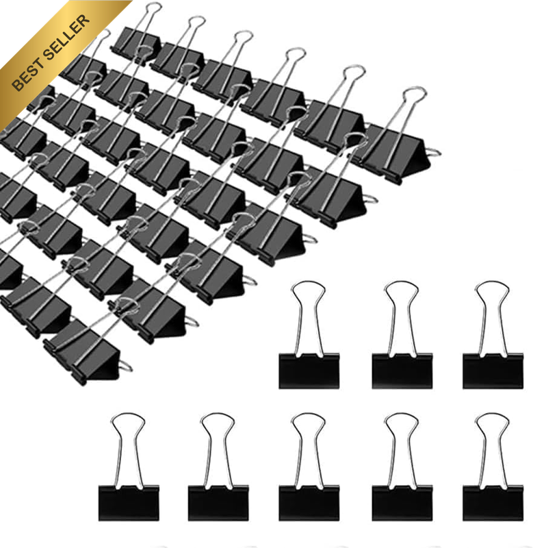 Medium Binder Clips 100 PCS, Binder Clips 25Mm for Teacher School Office and Bus