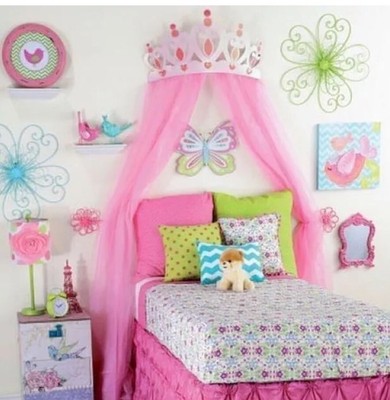 Princess Room Decor For Girls Large Pink Metal Crown Bedroom 3d