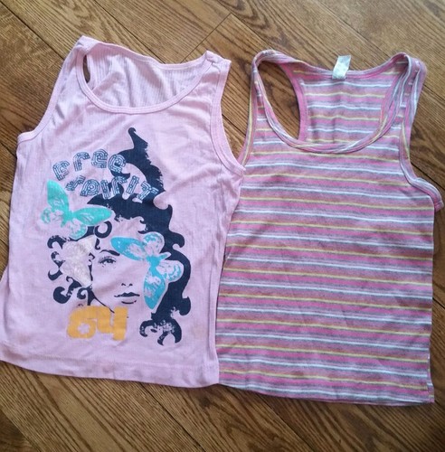 Jr. Women’s Size Large Lot Of 2 Tank Tops Pink Cami Bestform Stripe, Free Spirit