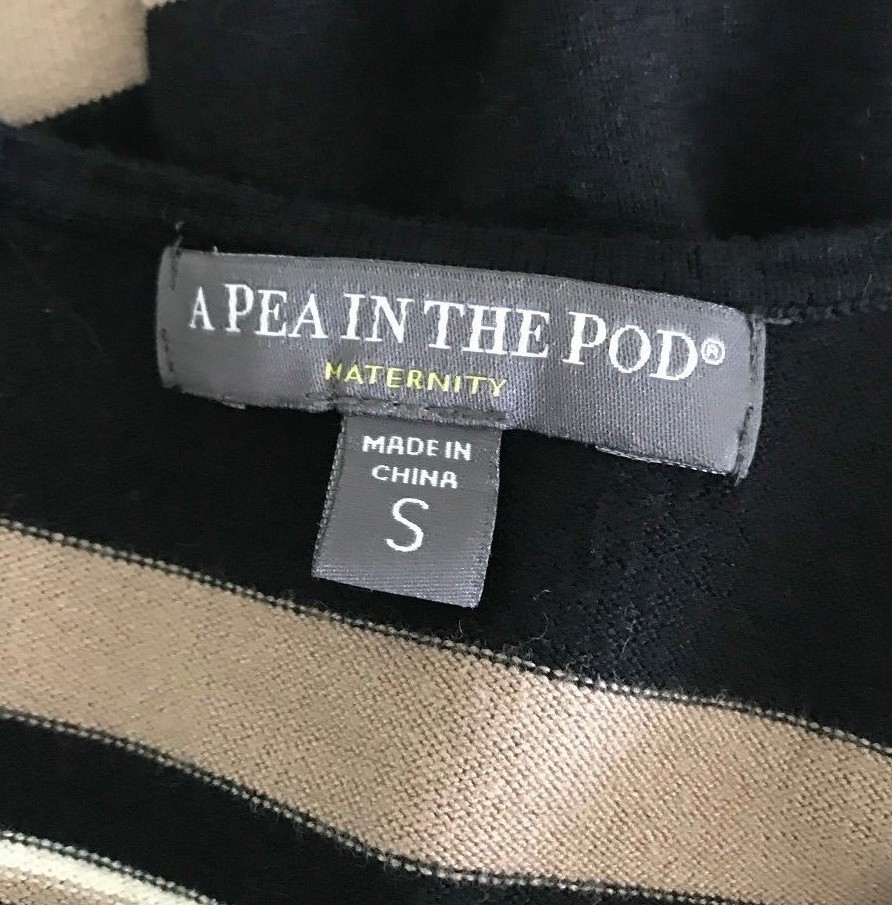 A Pea In The Pod S Black Brown Striped Short Sleeve Sweater with Belt Maternity