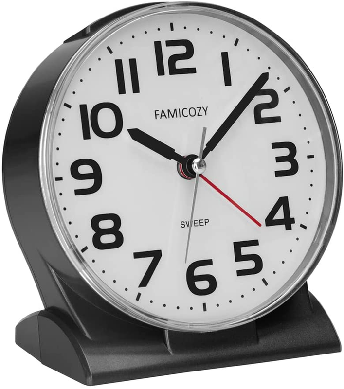 4.5" No Ticking Analog Alarm Clock,Silent Readable for Senio