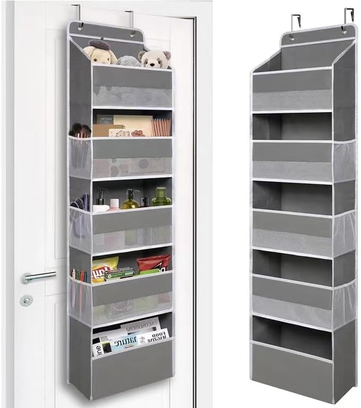 1 Pack 5 Shelf Hanging over the Door Storage Organizer with 3 Mesh Side Pockets