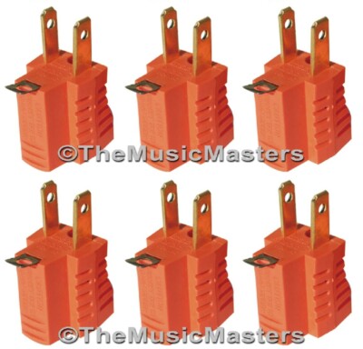 6X Electrical Wall Plug GROUNDING ADAPTERS 3 Prong Socket 2 Prong Plug Orange