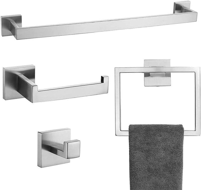 4 Pcs Bathroom Hardware Accessories Set, Towel Bar Sets Include Towel Bar Towel