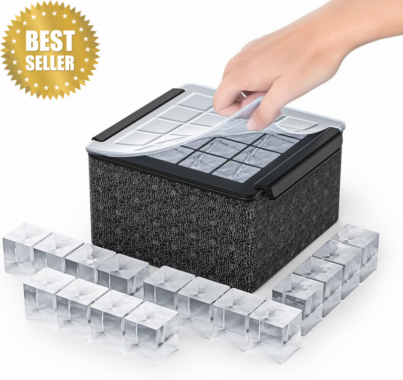 16-Cavity Clear Ice Cube Maker - 5 CM Large Crystal Ice Cube Mold for Whiskey Co