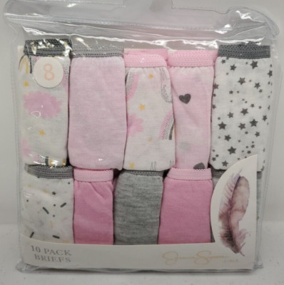 Jessica Simpson Girls' 10 Pack of Assorted Brief Underwear Pink Gray Size 8 NEW!