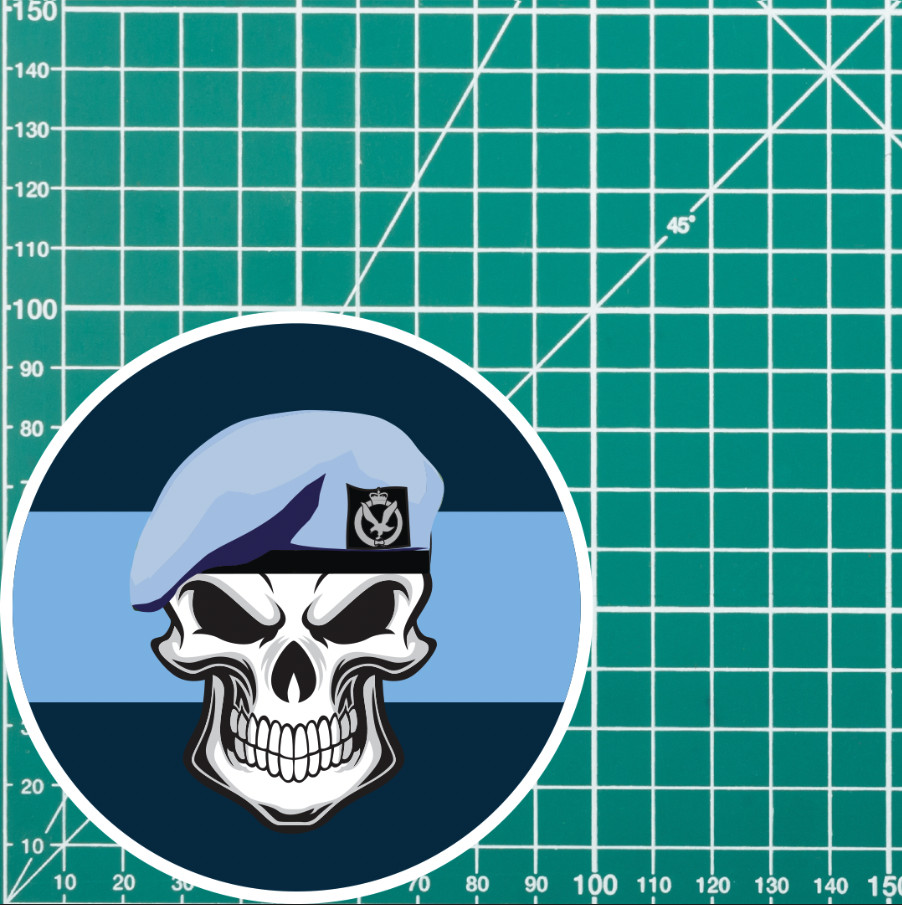 Skull with Army Air Corps Beret TRF Vinyl Sticker - 10cm - Picture 4 of 4