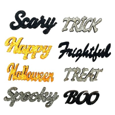 Halloween Sparkling Sentiments - Buttons Galore Glitter Words Craft Scrap SEN104