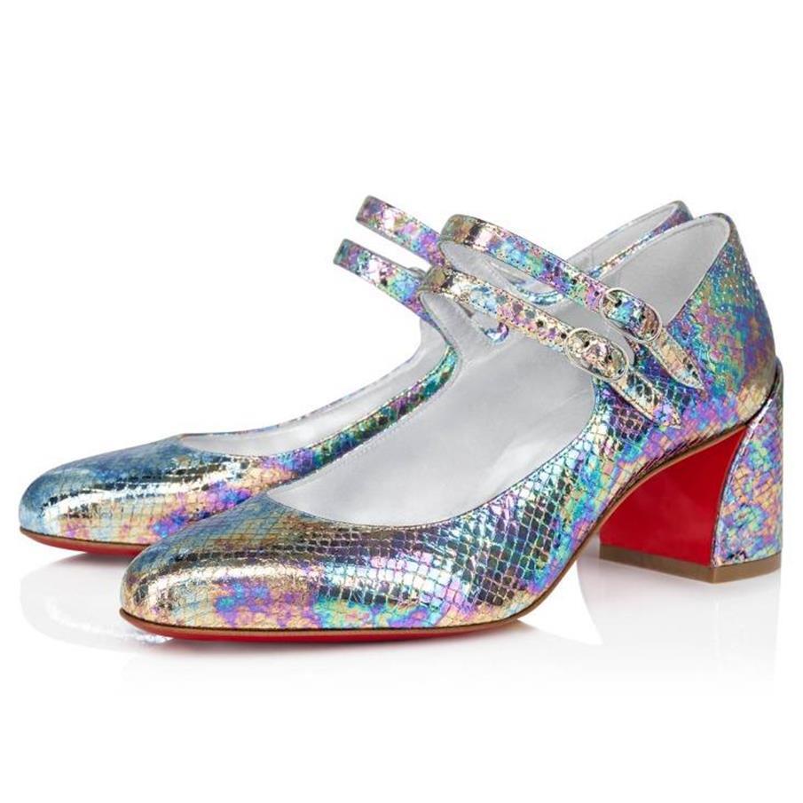 Christian Louboutin MISS JANE Iridescent Snake Mary Jane