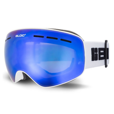 BLOC SMALL FIT MOON JM8O8N Junior Ski Snowboard Goggles MATT WHITE BLUE MIRROR