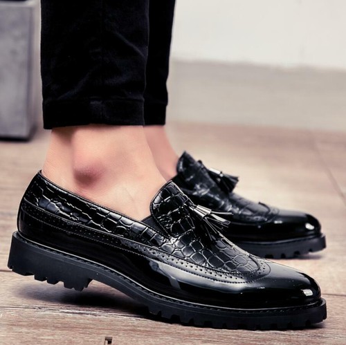 Men Brogue Slip On Pointy Toe Dress Formal Oxfords Tassel Loafers Wing Tip Shoes