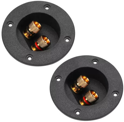 NEW 2Pcs Round Subwoofer Speaker Box Terminal Cup Spring Connector Sub Plug Box