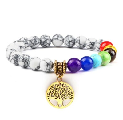 7 chakra tree of life bracelet Healing Crystal Anxiety relief wellbeing 