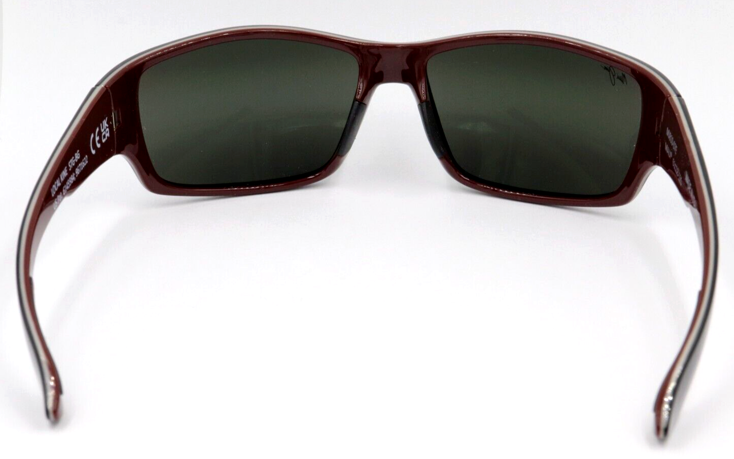 Pre-owned Maui Jim Local Kine Gray Polarized Tri-color Wrap Sunglasses 810-07e $279 In Neutral Gray