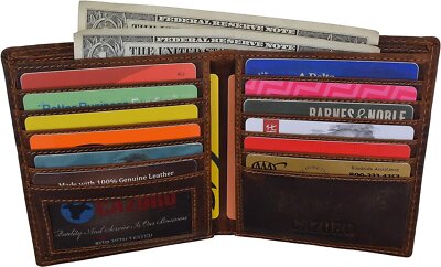 Men's Leather Big Hipster Bifold Wallet USA Series RFID Blocking