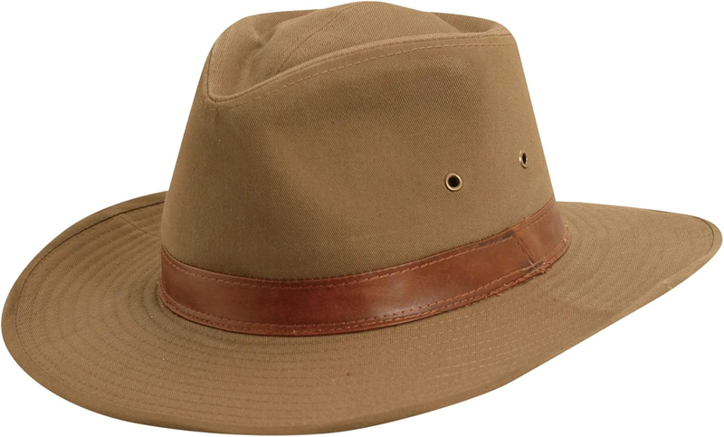 Dorfman Hat Co. - Saguaro -Men’S Twill Outback Hat -Garment Washed Twill -Faux L