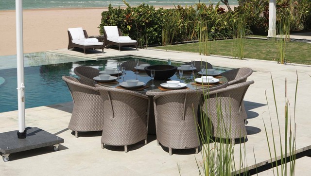 Outdoor Rattan Round Dining Set Table Chairs Wicker Garden Furniture