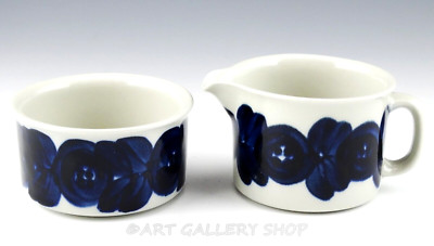 Vintage Arabia Finland ANEMONE BLUE ULLA PROCOPE OPEN SUGAR BOWL AND CREAMER Set