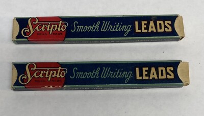 Vintage Scripto Smooth Writing  Pencil Lead 2  Boxes  Red & Black Wood Insert