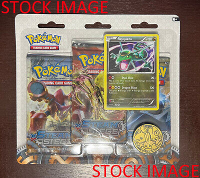 POKEMON XY STEAM SIEGE Rayquaza Factory Sealed 3-PACK BOOSTER BLISTER SET