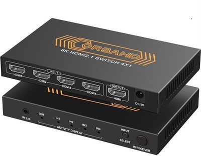 CORSAHD 8K@60Hz HDMI 2.1 Switch 4x1 4K 120Hz 48Gbps