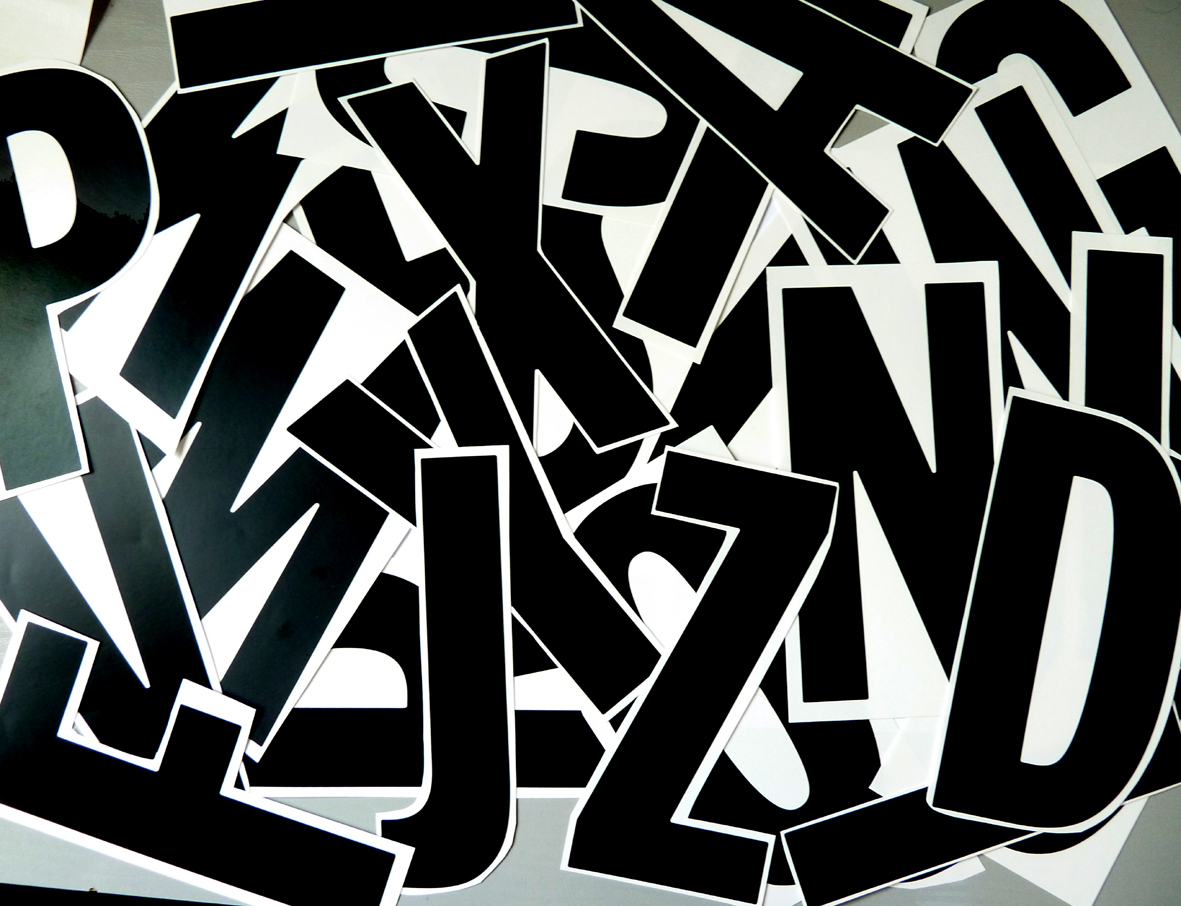 150mm 6" Black Sticky Vinyl Cut Out Letters Lettering Stickers, Plastic