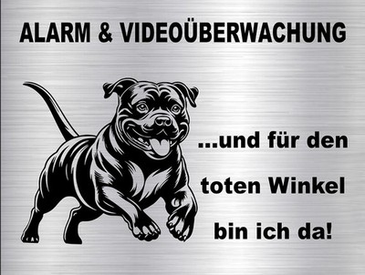 STAFFORDSHIRE  BULLTERRIER Hundewarnschild SCHILD im edlen Edelstahl-Look #19