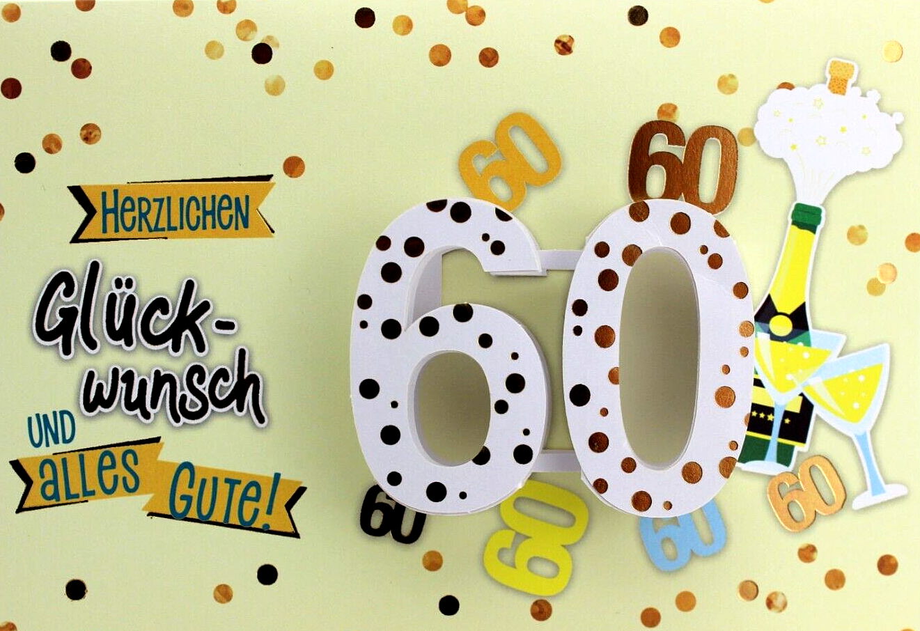 Pop-Up-Karte Zum 60. Geburtstag – Handgefertigt, Personalisierbar, Mit 3D-Effekt