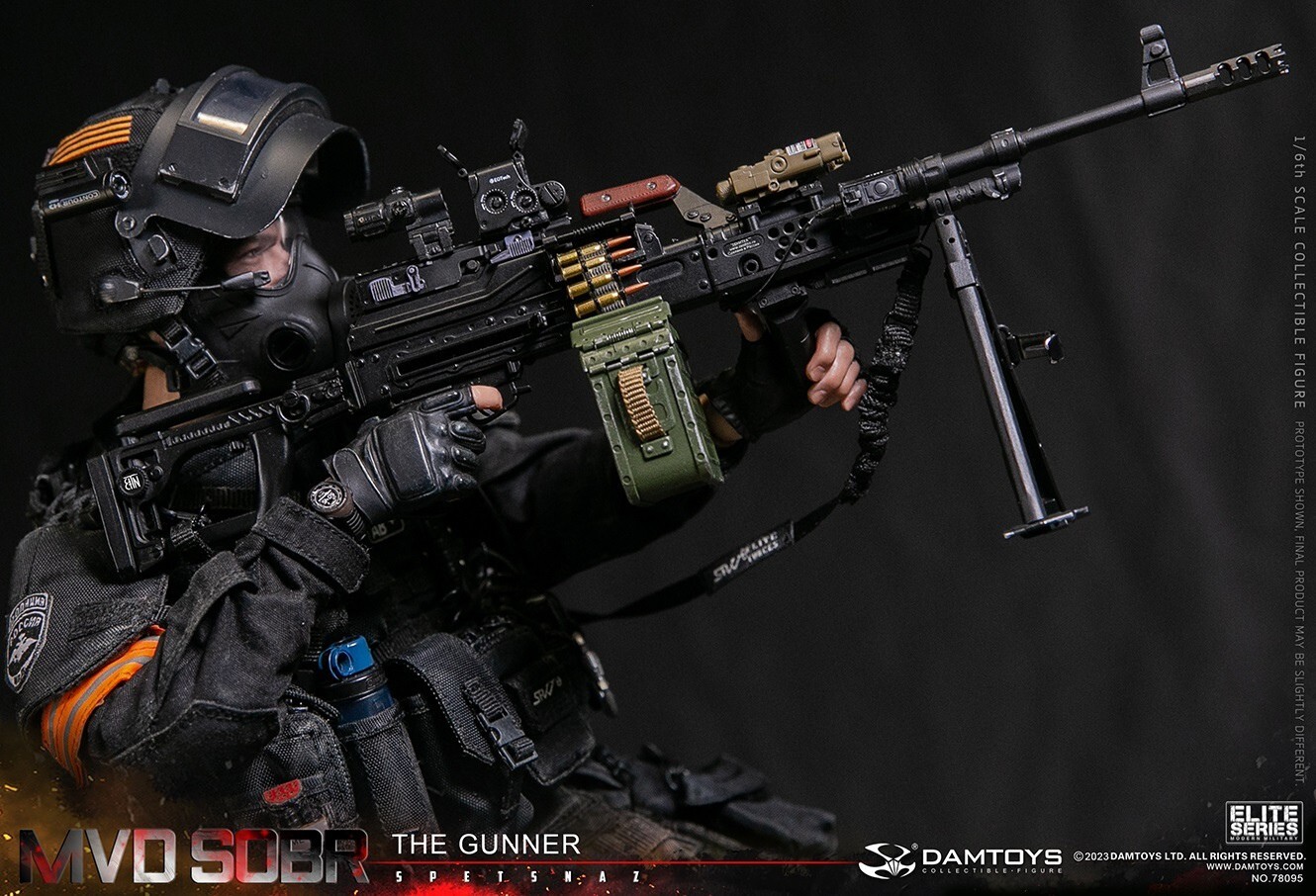 ミリタリー DamToys 78095 MVD SOBR spetsnaz GUNNER DAMTOYS : 1/6 RUSSIAN SPETSNAZ MVD SOBR PKM GUNNER NO.78095