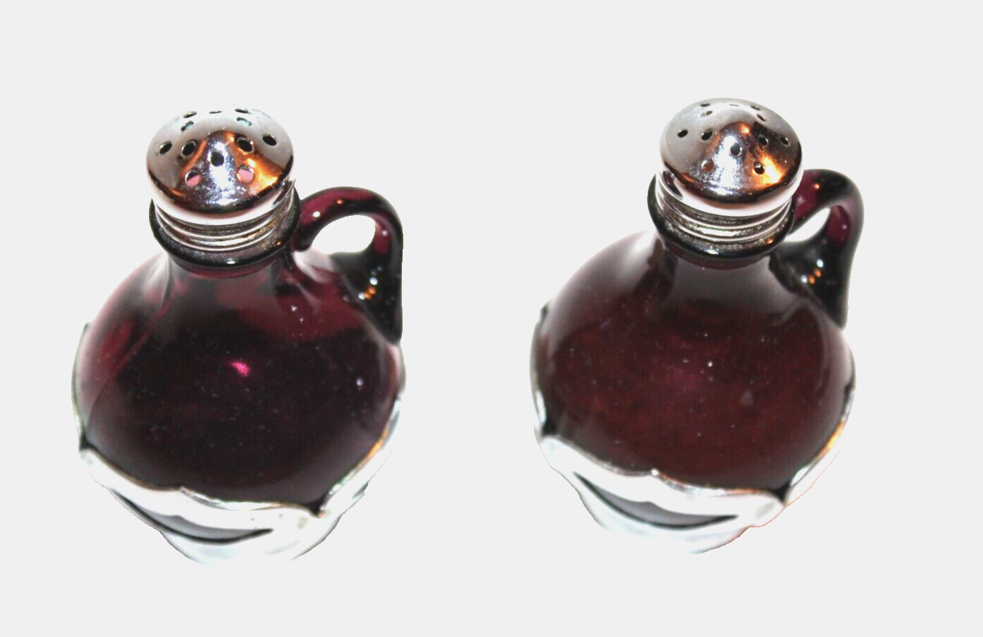 1924 Farber Bros NY, NY Dark Amber Glass Metal Chrome Salt