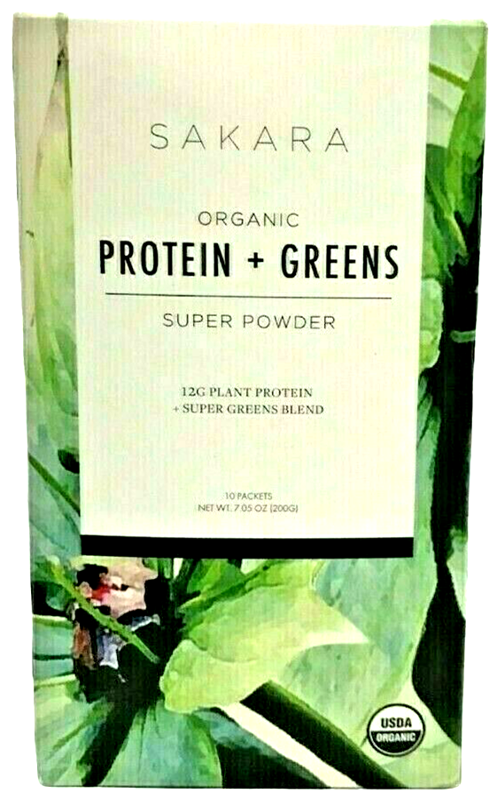 Sakara ORGANIC PROTEIN + GREENS Super Powder (10 Packets/7oz) 11/2023 - FRESH!