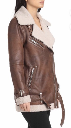 Pre-owned Sherpa Avec Les Filles Oversized  Belted Biker In Vintage Whiskey