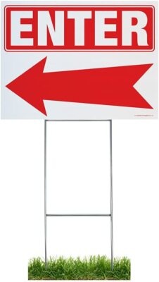 Large Double Sided Enter Arrow Yard Sign Complete Kit w/Stake(s)(1,2,3 or 5pk)