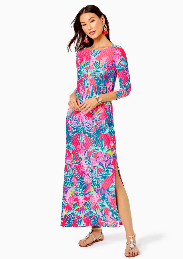 Pre-owned Lilly Pulitzer Size Large Seralina Maxi Dress Herd You Coming Sold Out? In Red